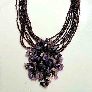 Multi Layered Purple Beaded Necklace